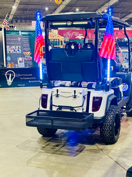 Light/flag-mounting brackets for Maverick and Ranger Evolution golf cart!
